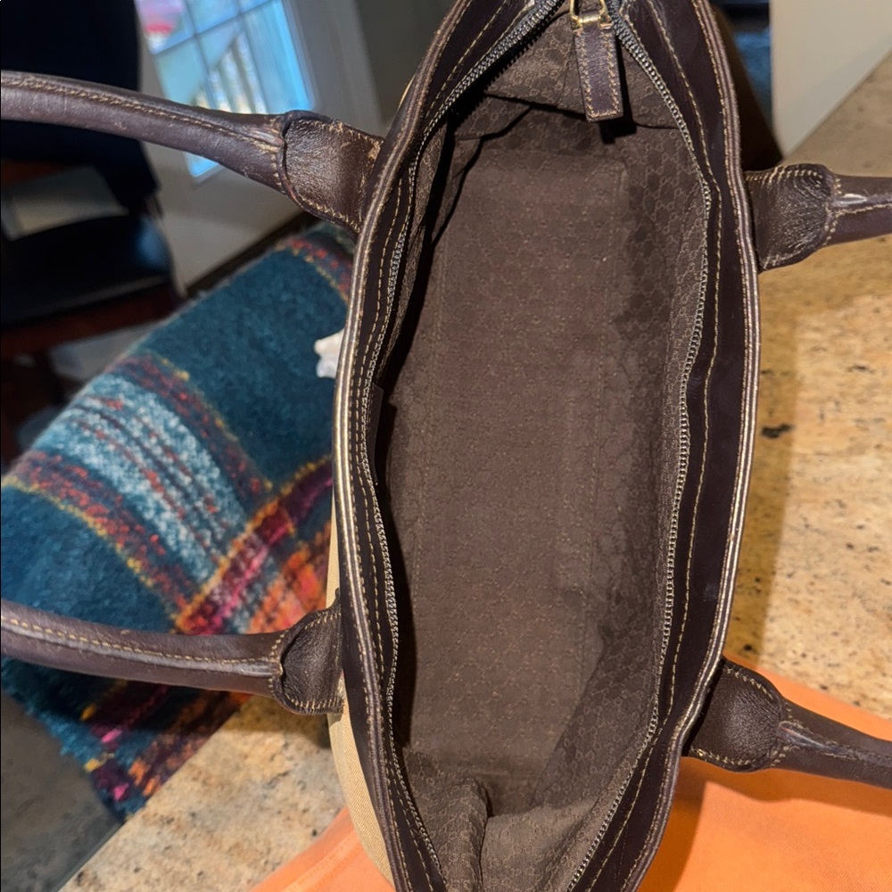 SOLD** Gucci Canvas Sherry Web-line w/ Leather Trim Handbag - Picture 6 of 17